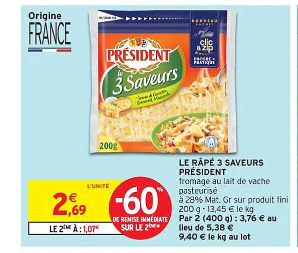 LE RÂPÉ 3 SAVEURS PRÉSIDENT