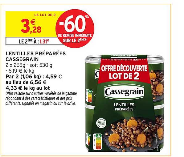 LENTILLES PRÉPARÉES CASSAGRAIN