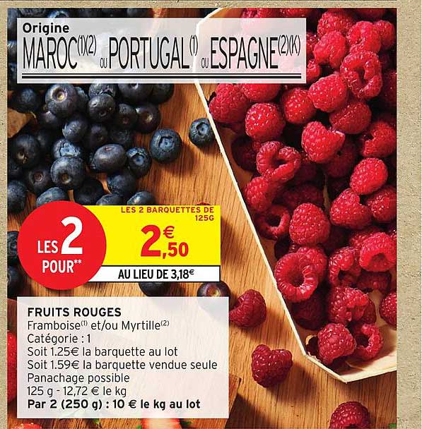 LES 2 BARQUETTES DE 125G