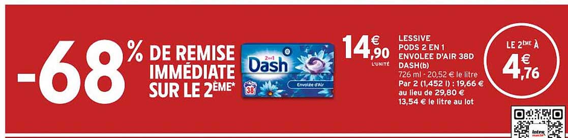 LESSIVE PODS 2 EN 1 ENVOLEE D'AIR 38D DASH