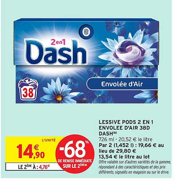 LESSIVE PODS 2 EN 1 ENVOLEE D'AIR 38D DASH