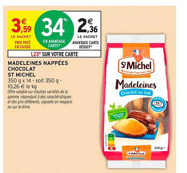 MADELEINES NAPPÉES CHOCOLAT ST MICHEL