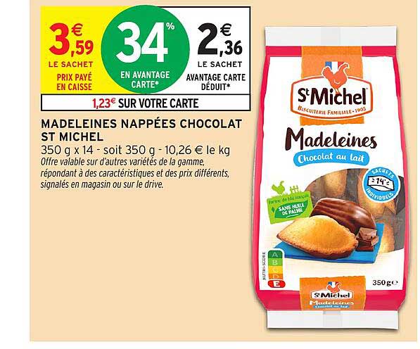 MADELEINES NAPPÉES CHOCOLAT ST MICHEL