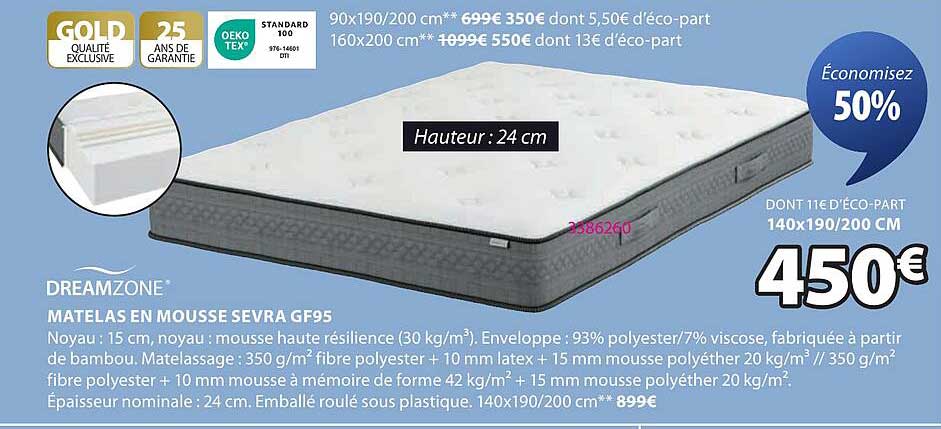 MATELAS EN MOUSSE SEVRA GF95