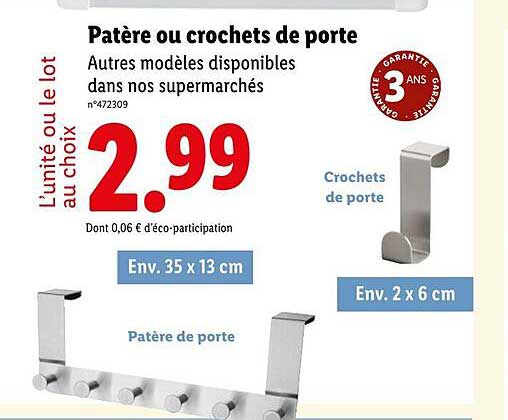 Patère ou crochets de porte