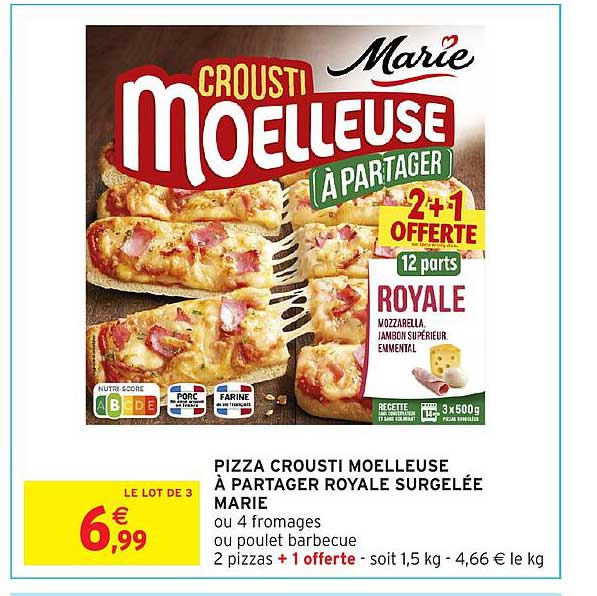PIZZA CROUSTI MOELLEUSE À PARTAGER ROYALE SURGELÉE MARIE