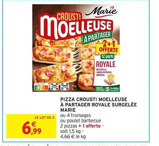 PIZZA CROUSTI MOELLEUSE À PARTAGER ROYALE SURGELÉE MARIE