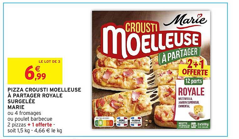 PIZZA CROUSTI MOELLEUSE À PARTAGER ROYALE SURGELÉE