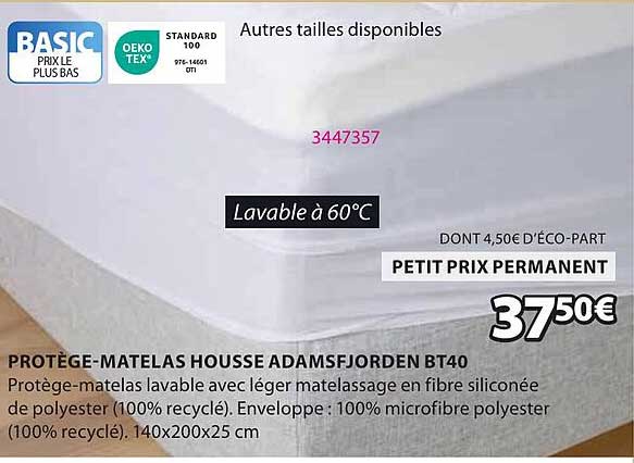 PROTÈGE-MATELAS HOUSSE ADAMSFSJORDEN BT40