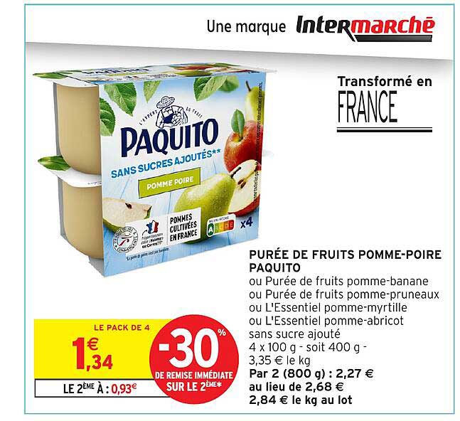 PURÉE DE FRUITS POMME-POIRE PAQUITO