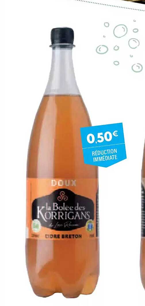 Réduction immédiate de 0,50€ sur la Bolée des Korrigans, Cidre Breton