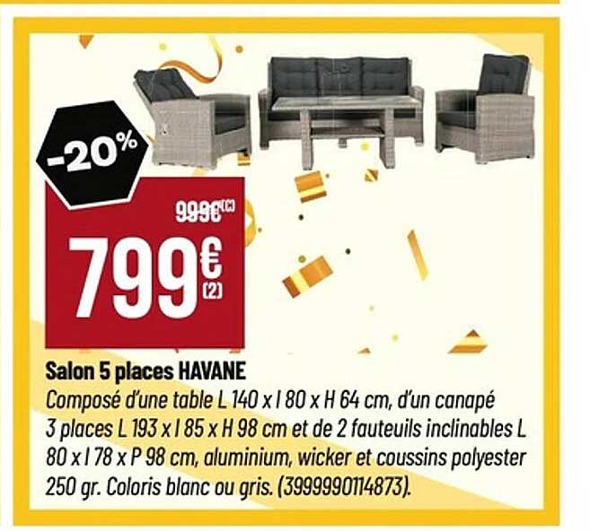 Salon 5 places HAVANE