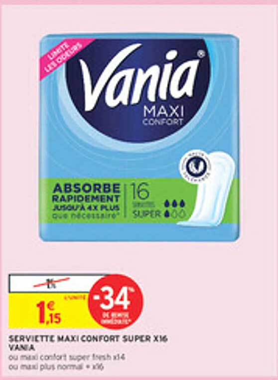SERVIETTE MAXI CONFORT SUPER X16 VANIA
