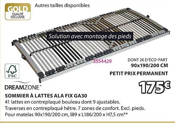 SOMMIER À LATTES ALA FIX GA30