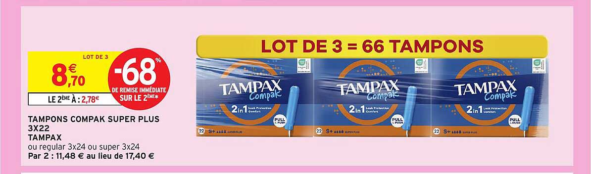 TAMPONS COMPAC SUPER PLUS 3X22 TAMPAX