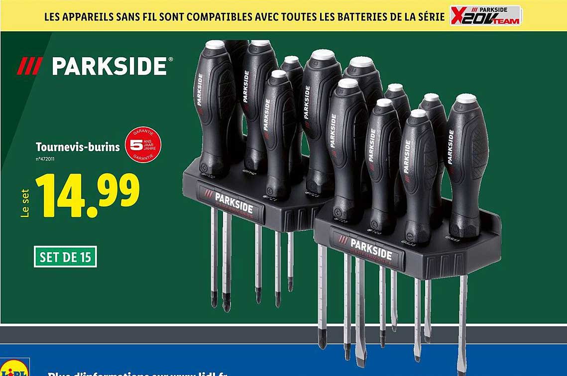 Tournevis-burins set de 15