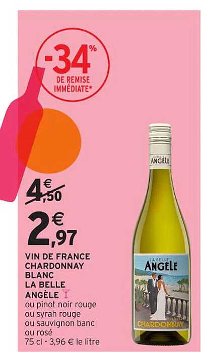VIN DE FRANCE CHARDONNAY BLANC LA BELLE ANGÈLE
