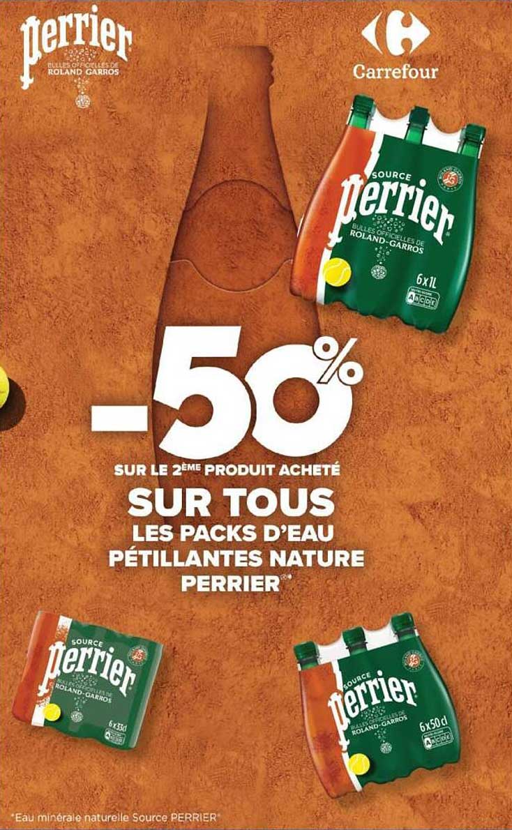 -50% SUR LE 2ÈME PRODUIT ACHETÉ SUR TOUS LES PACKS D’EAU PÉTILLANTES NATURE PERRIER