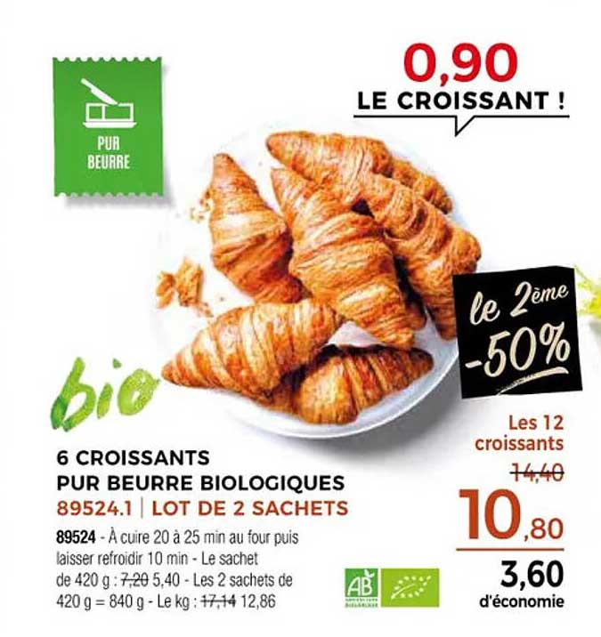 6 CROISSANTS PUR BEURRE BIOLOGIQUES