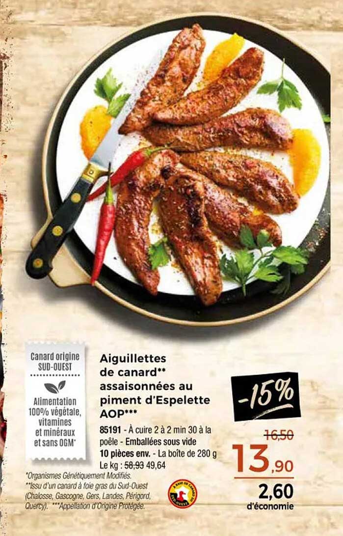 Aiguillettes de canard** assaisonnées au piment d'Espelette AOP***