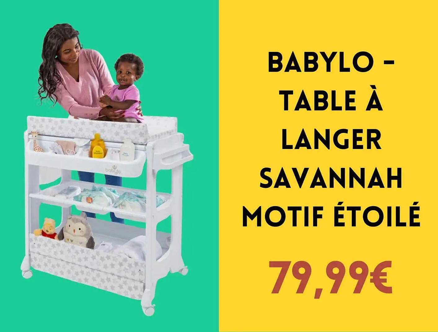 BABYLO – TABLE À LANGER SAVANNAH MOTIF ÉTOILÉ