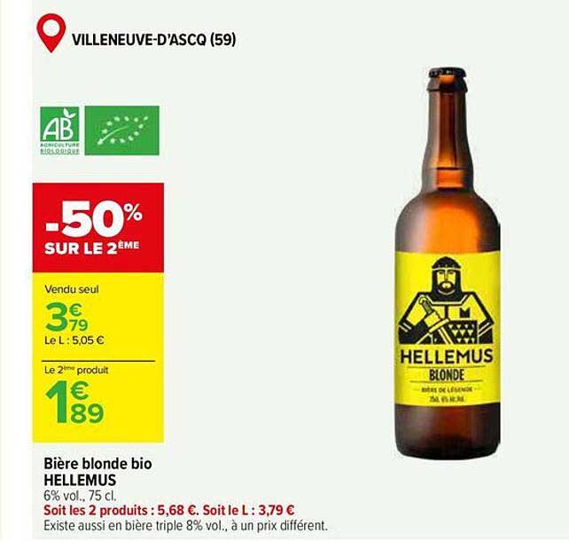 Bière blonde bio HELLEMUS