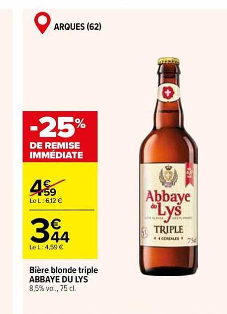 Bière blonde triple ABBAYE DU LYS
