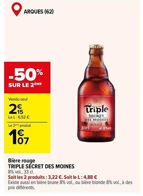 Bière rouge TRIPLE SECRET DES MOINES