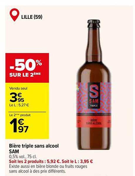 Bière triple sans alcool SAM