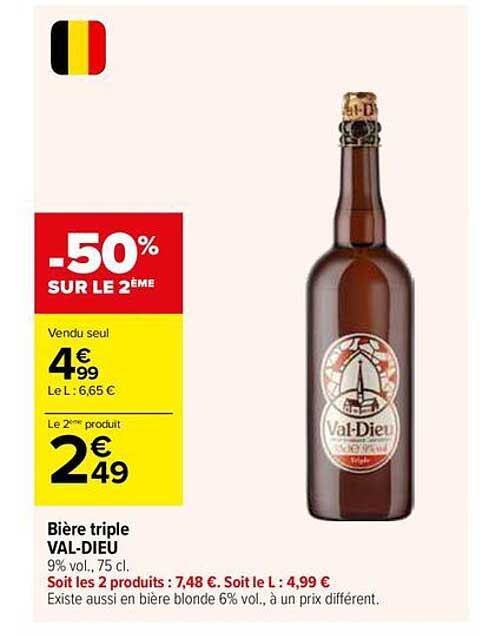 Bières Triple Val-Dieu -50% sur le 2ème