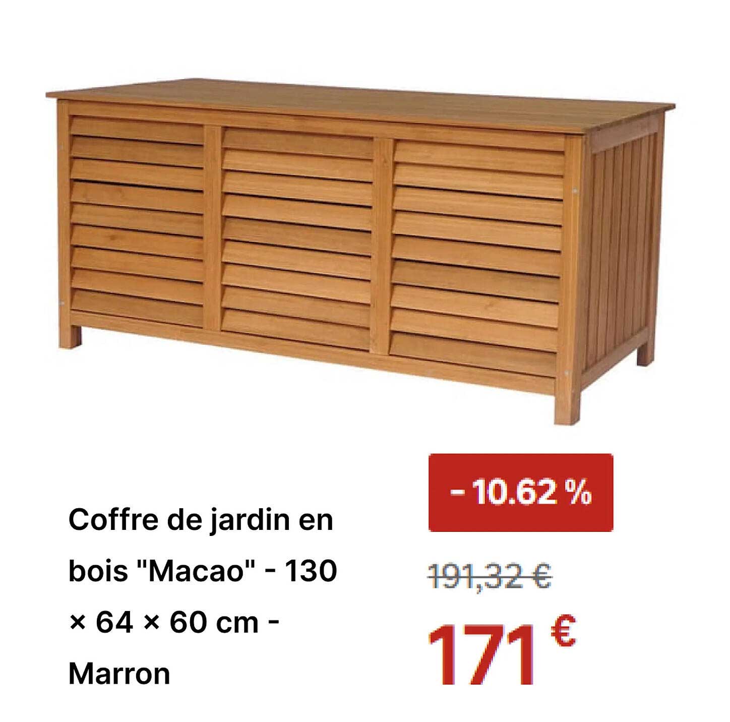 Coffre de jardin en bois "Macao" - 130 × 64 × 60 cm - Marron