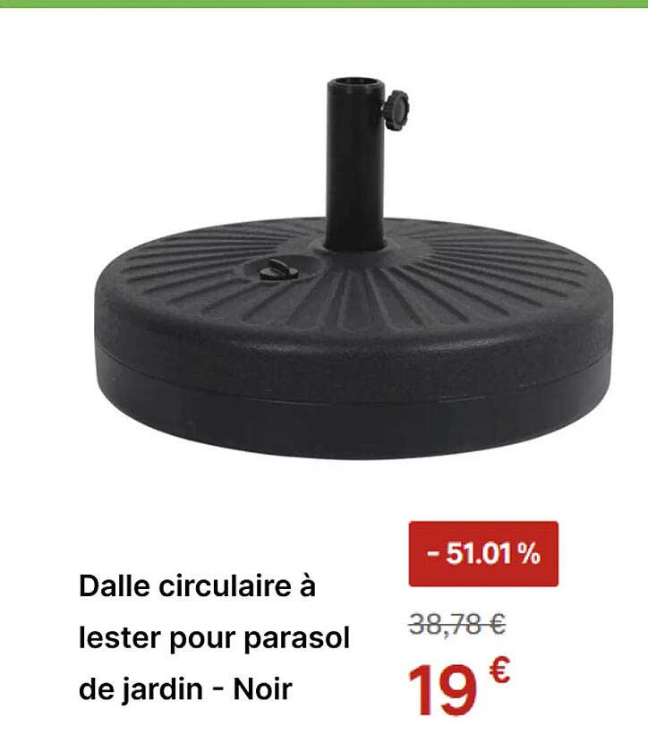 Dalle circulaire à lester pour parasol de jardin - Noir