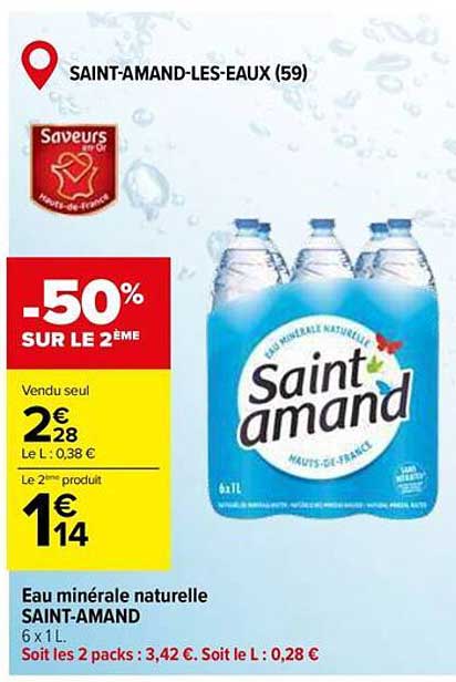 Eau minérale naturelle SAINT-AMAND 6 x 1L