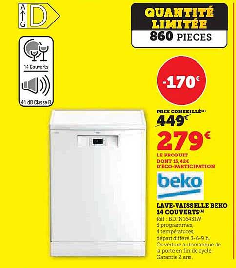 LAVE-VAISSELLE BEKO 14 COUVERTS