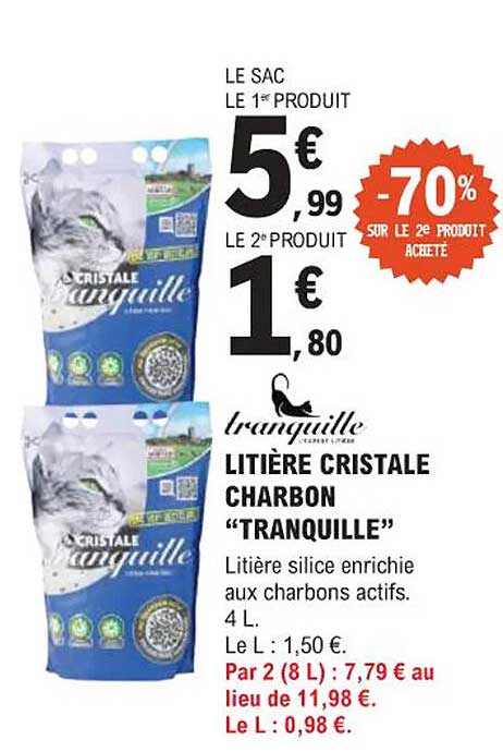 LITIÈRE CRISTALE CHARBON "TRANQUILLE"