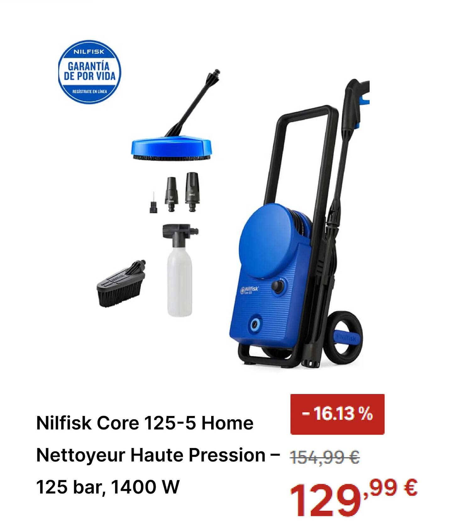 Nilfisk Core 125-5 Home Nettoyeur Haute Pression – 125 bar, 1400 W