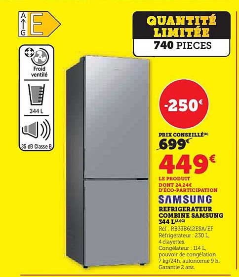 Réfrigérateur Combiné Samsung 344 L Mx
