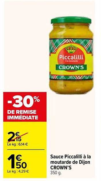Sauce Piccalilli à la moutarde de Dijon CROWN'S