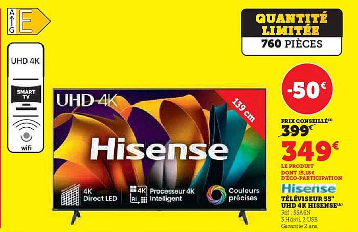 TÉLÉVISEUR 55" UHD 4K HISENSE