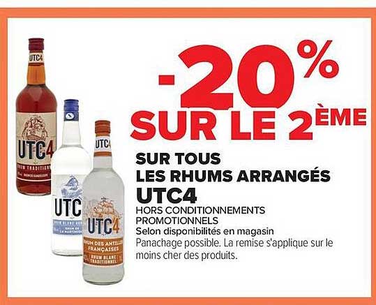 -20% SUR LE 2ÈME SUR TOUS LES RHUMS ARRANGÉS UTC4