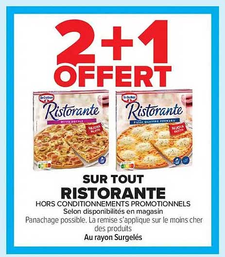 2+1 OFFERT SUR TOUT RISTORANTE