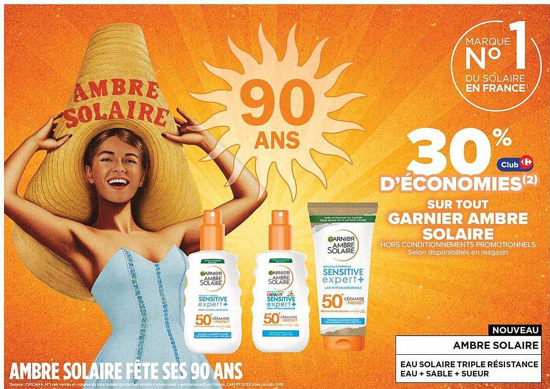 30% D'ÉCONOMIES(2) SUR TOUT GARNIER AMBRE SOLAIRE