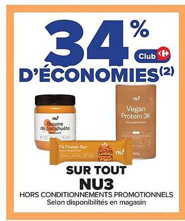 34% Club D'ÉCONOMIES(2) SUR TOUT NU3