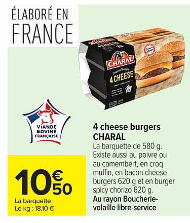 4 cheese burgers CHARAL