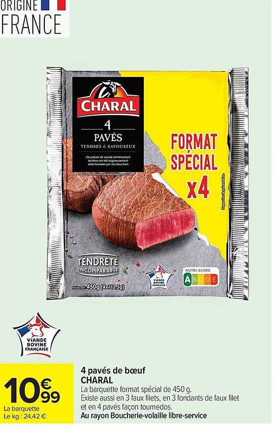 4 pavés de bœuf CHARAL