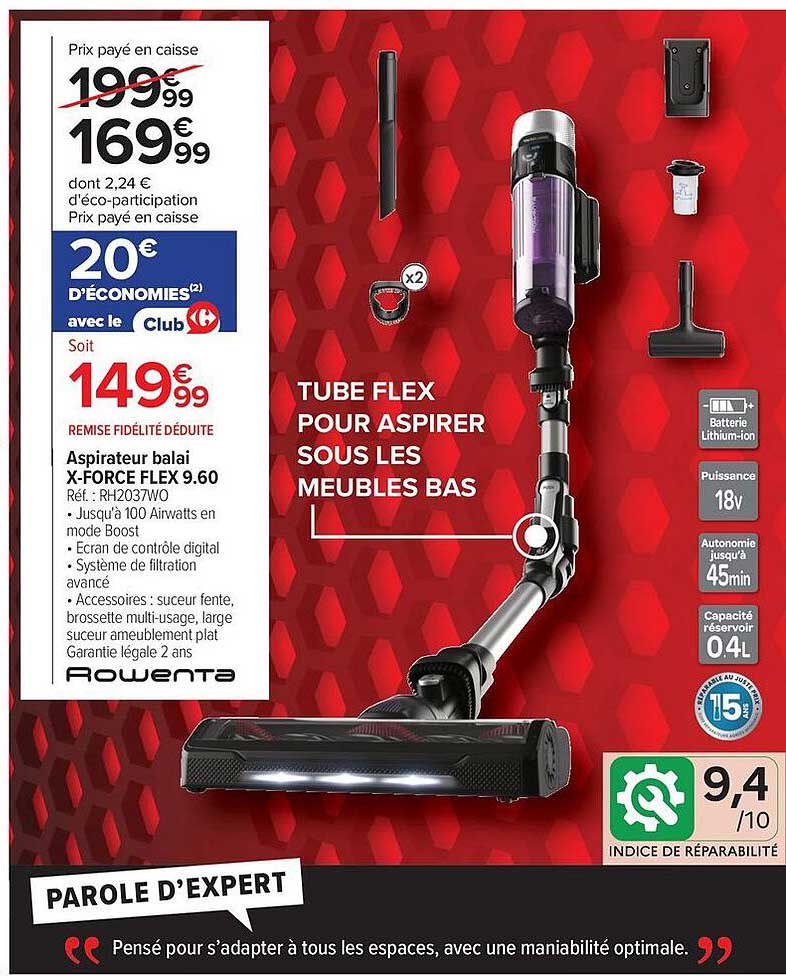 Aspirateur balai X-Force Flex 9.60