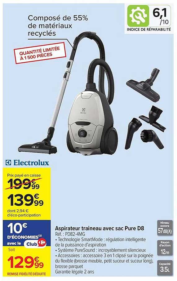 Aspirateur traîneau avec sac Pure D8