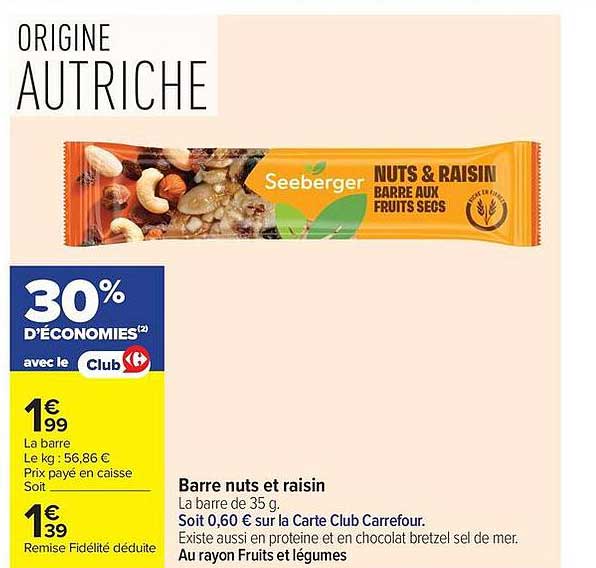 Barre nuts et raisin