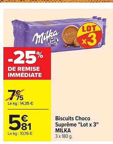 Biscuits Choco Suprême "Lot x 3" MILKA