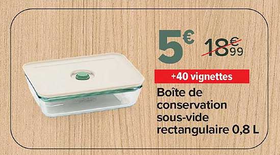 Boîte de conservation sous-vide rectangulaire 0,8 L